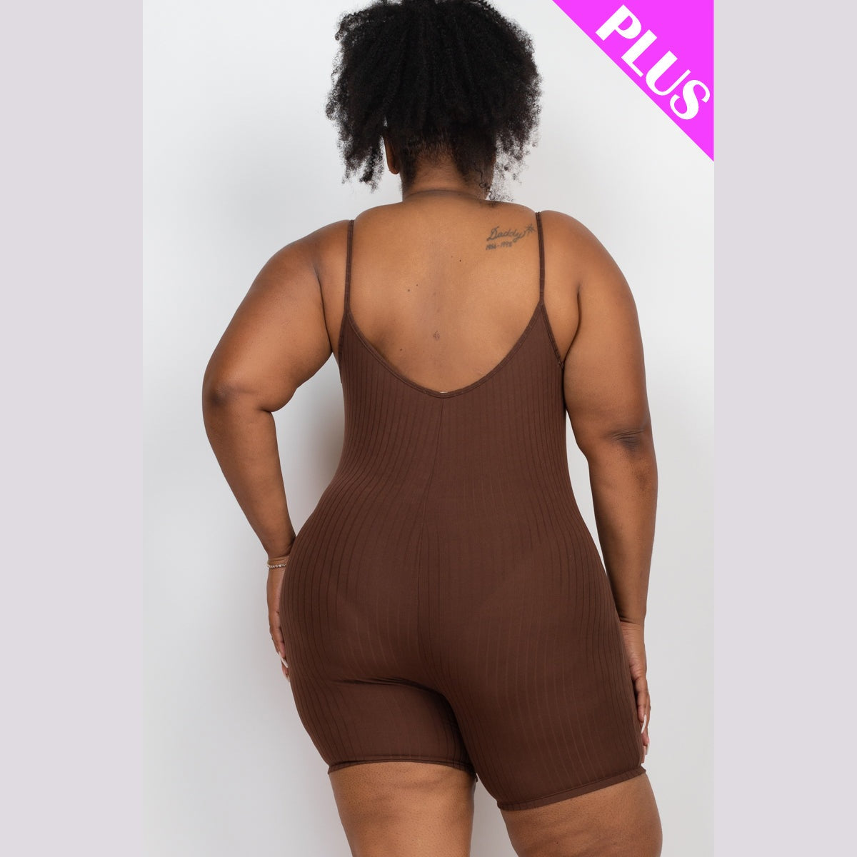 Plus Ribbed Bodycon Romper