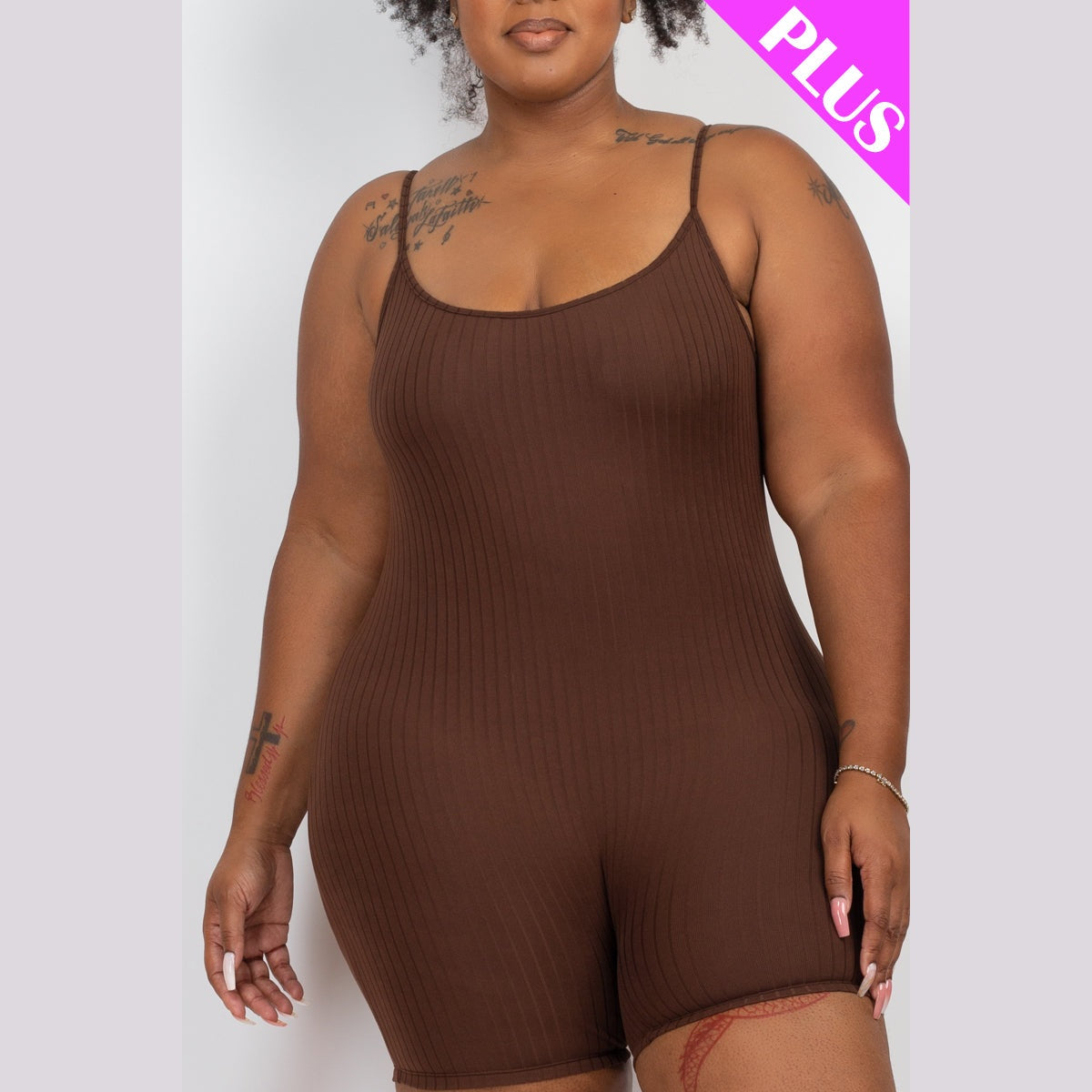 Plus Ribbed Bodycon Romper