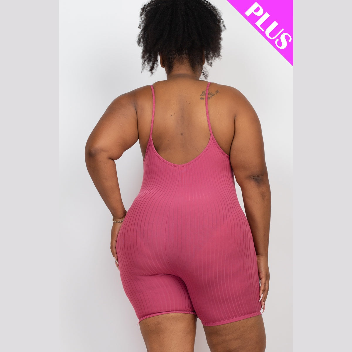 Plus Ribbed Bodycon Romper