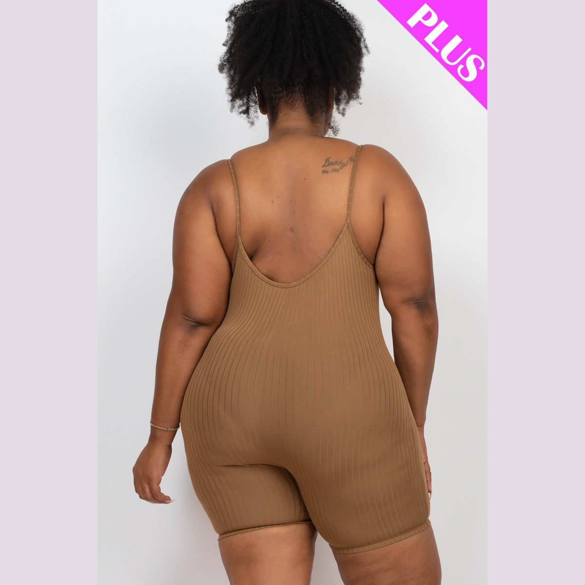 Plus Ribbed Bodycon Romper
