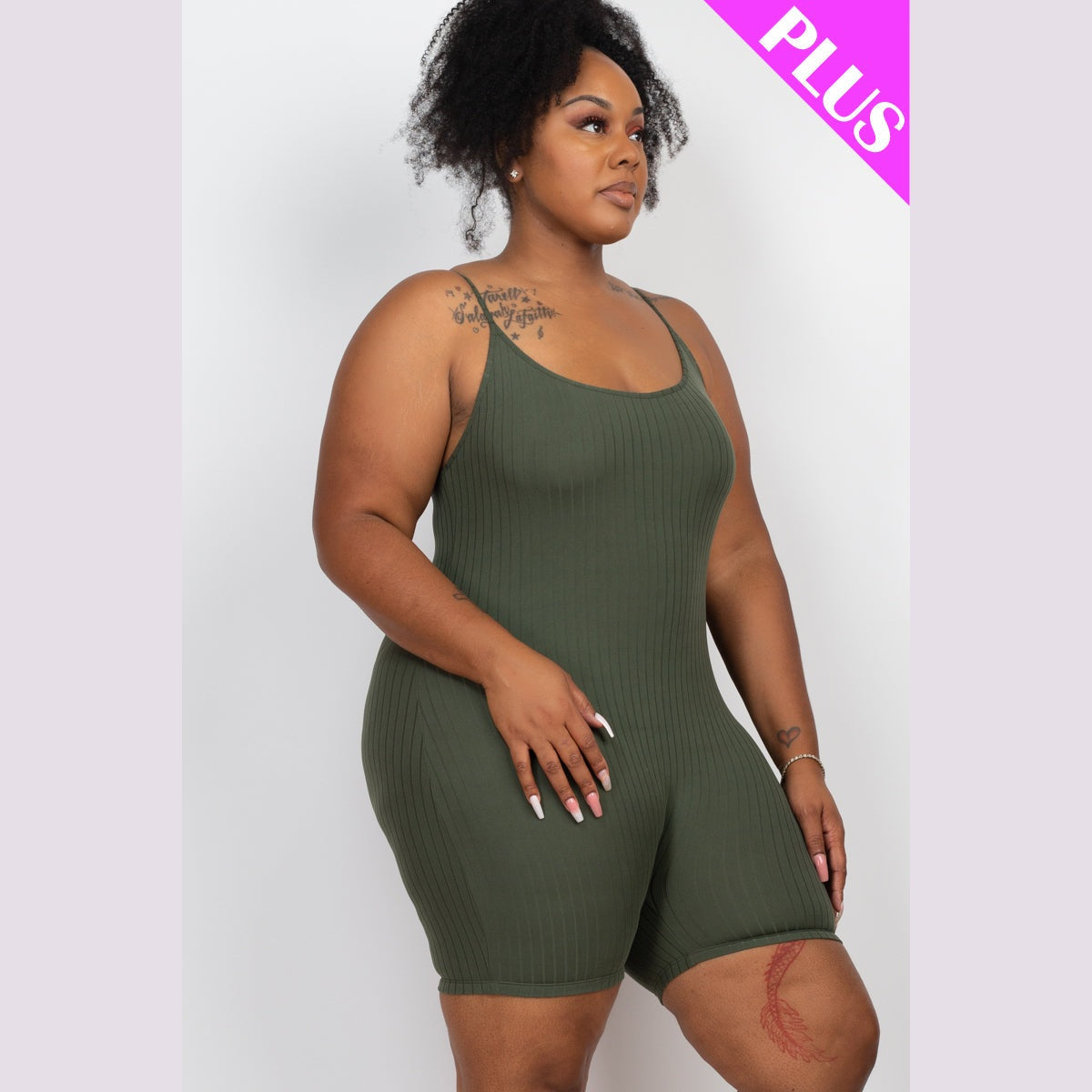 Plus Ribbed Bodycon Romper