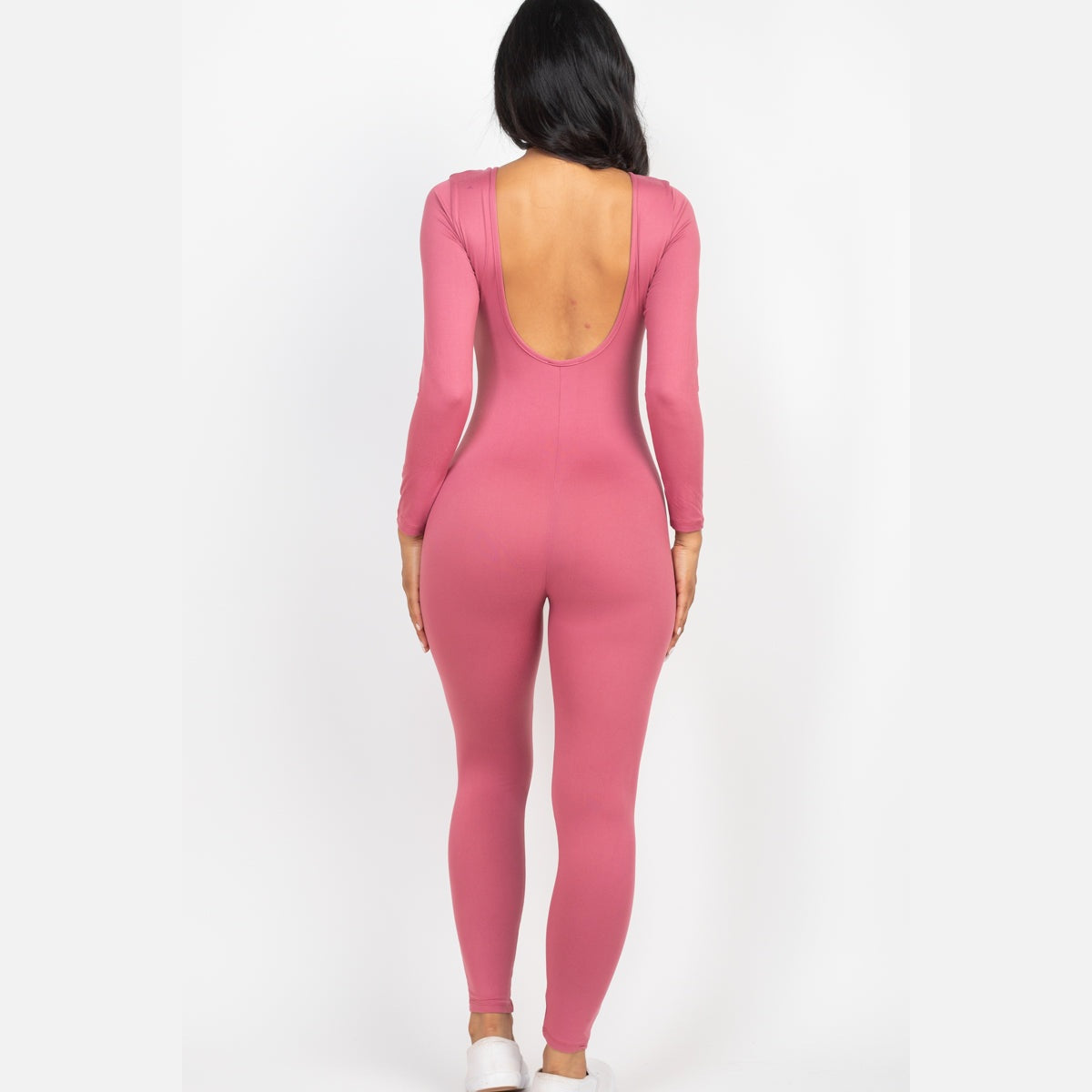 Scoop Neck Long Sleeve Bodycon Jumpsuit