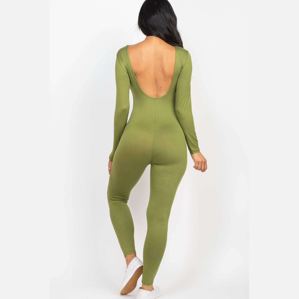 Scoop Neck Long Sleeve Bodycon Jumpsuit
