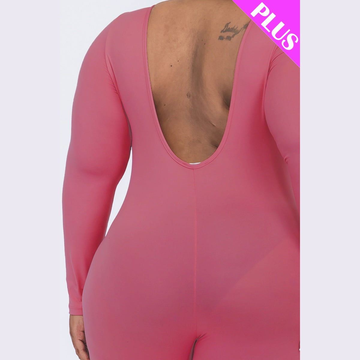 Plus Size Scoop Neck Long Sleeve Bodycon Jumpsuit