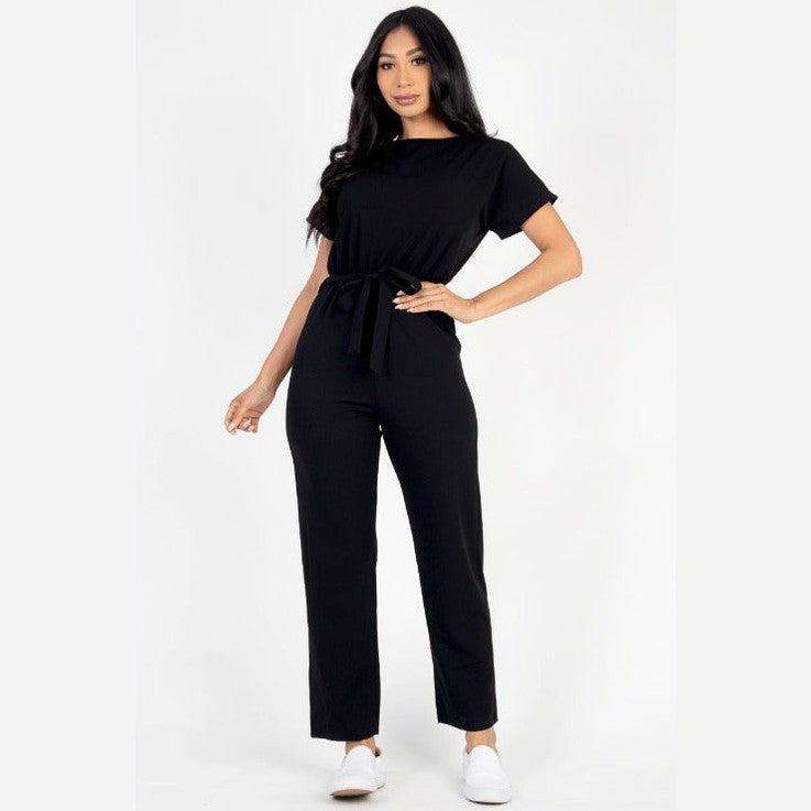 Tie Waist Relaxed Jumpsuit