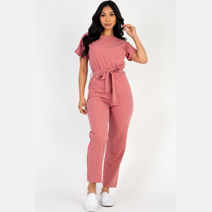 Tie Waist Relaxed Jumpsuit