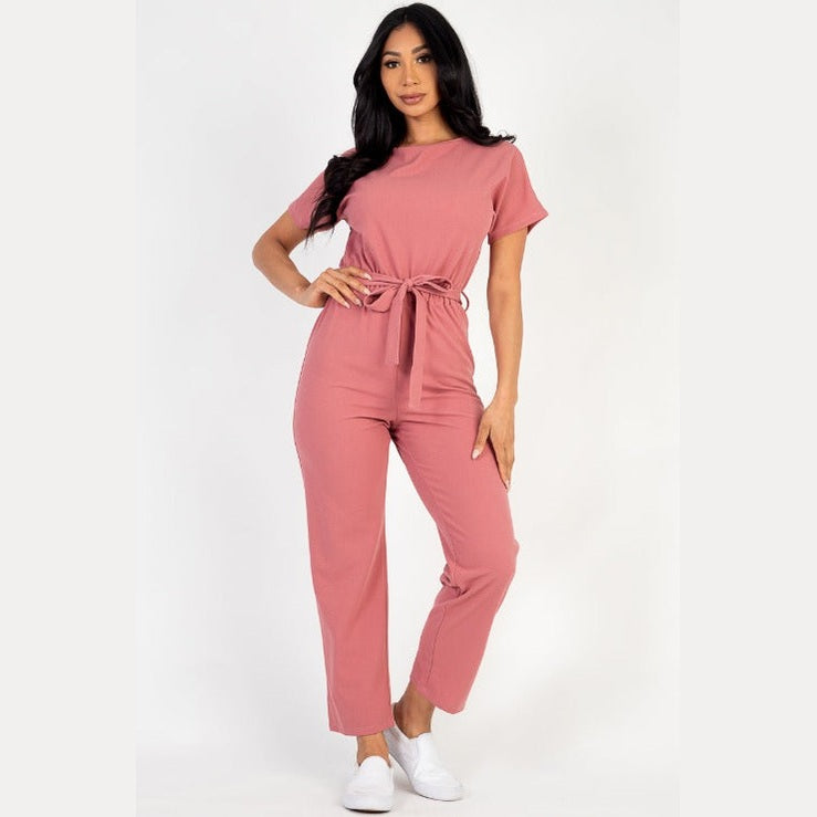Tie Waist Relaxed Jumpsuit