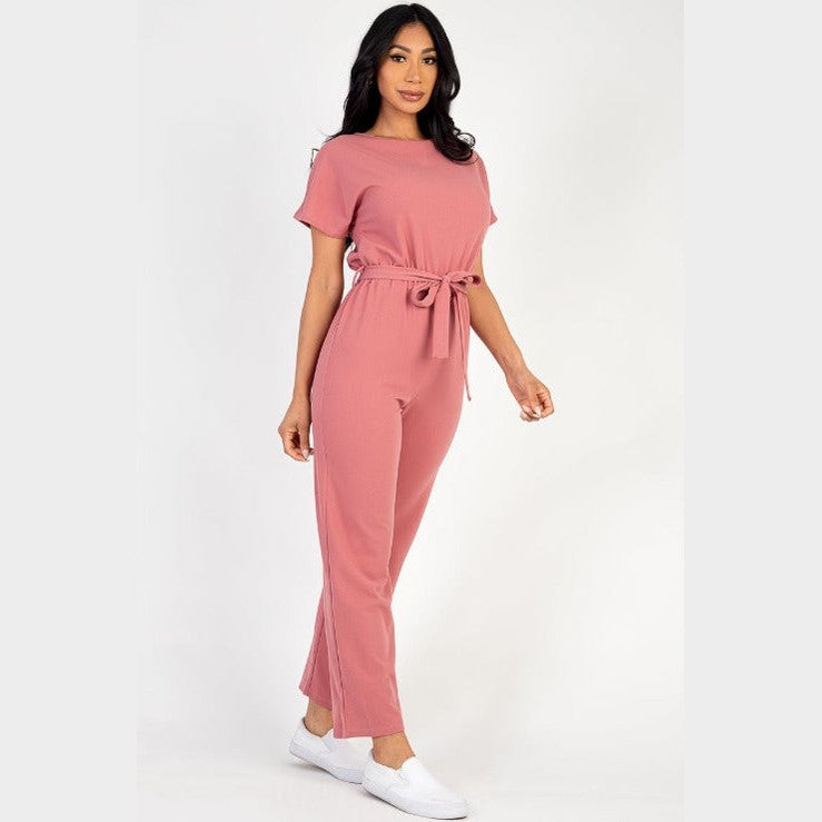 Tie Waist Relaxed Jumpsuit