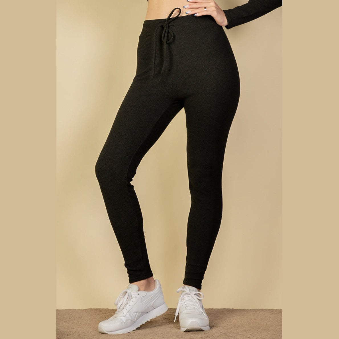 Ribbed Tie Front Leggings