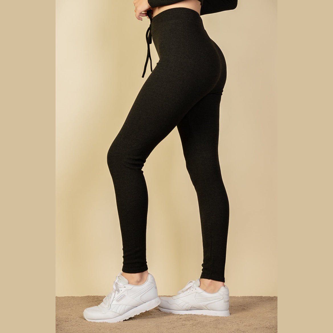 Ribbed Tie Front Leggings