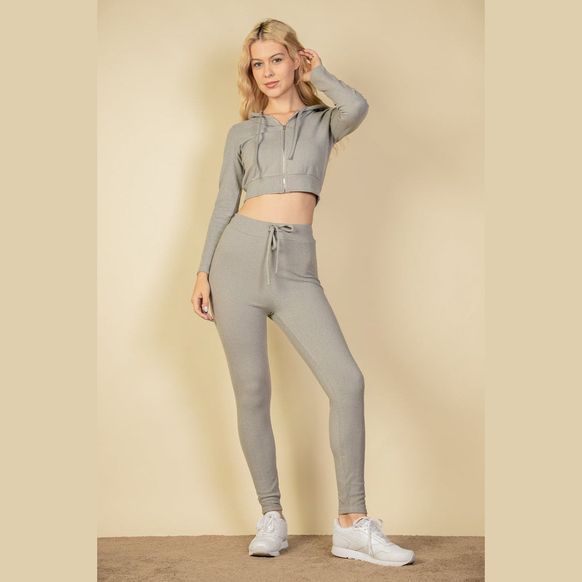Ribbed Tie Front Leggings