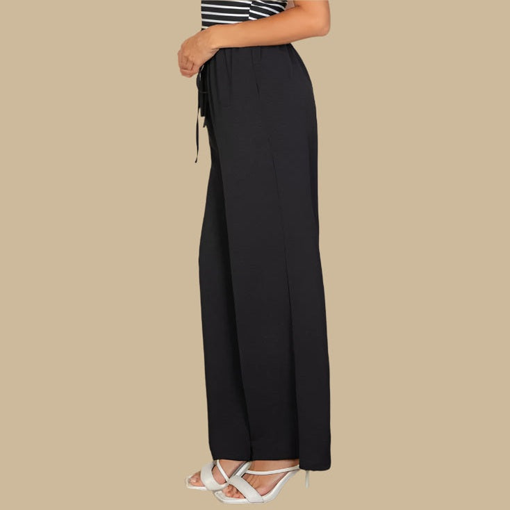 Drawstring waist wide leg minimalist pants