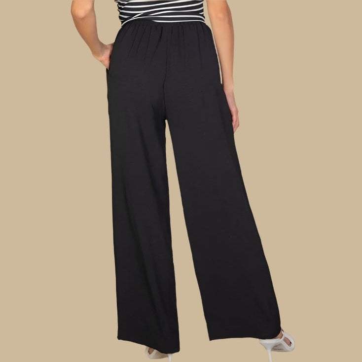 Drawstring waist wide leg minimalist pants