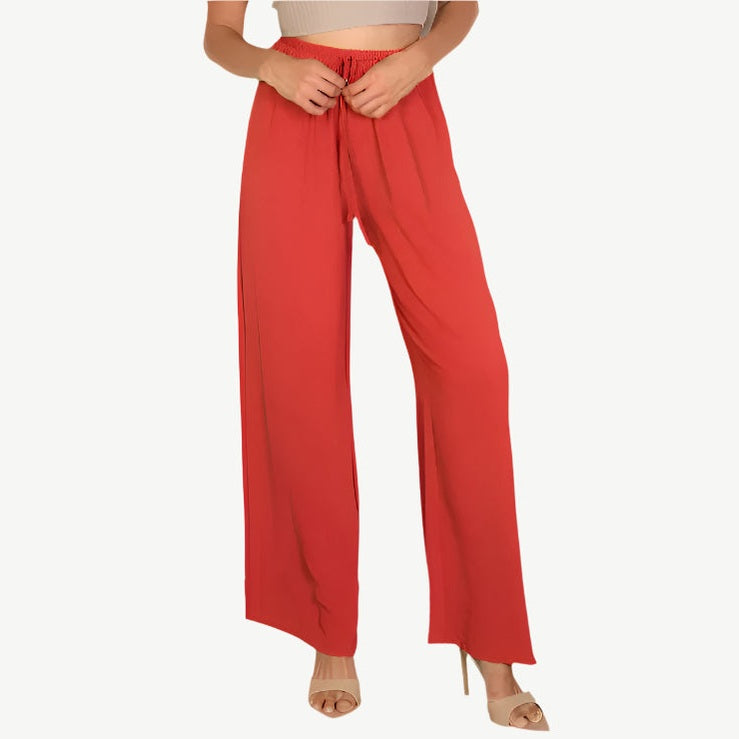 Drawstring waist wide leg minimalist pants