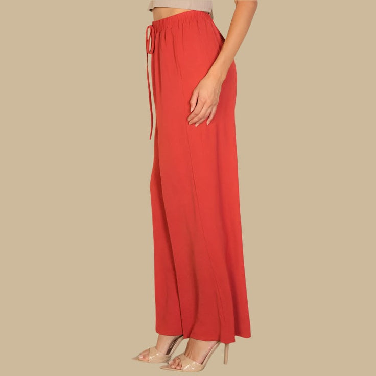 Drawstring waist wide leg minimalist pants