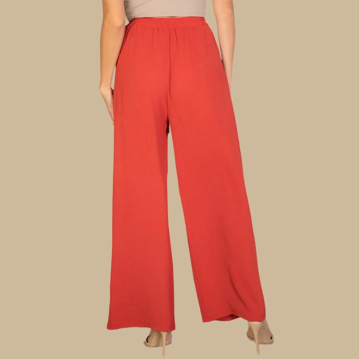 Drawstring waist wide leg minimalist pants