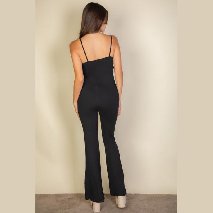 Solid Sleeveless Wide Leg Jumpsuit