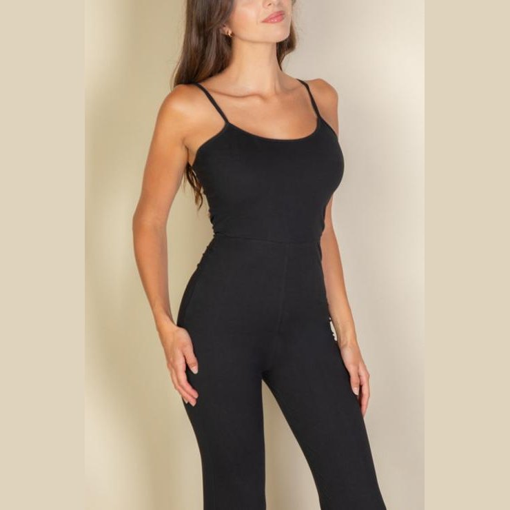 Solid Sleeveless Wide Leg Jumpsuit