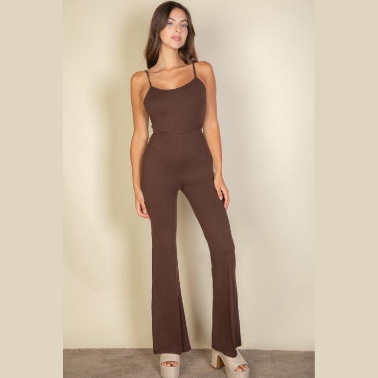 Solid Sleeveless Wide Leg Jumpsuit