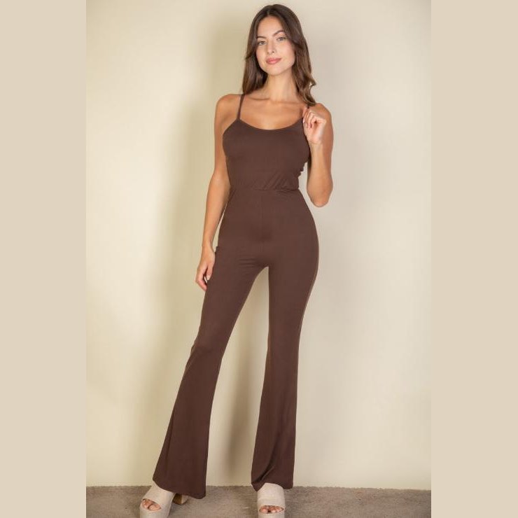 Solid Sleeveless Wide Leg Jumpsuit