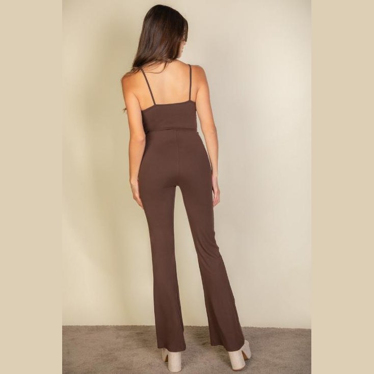 Solid Sleeveless Wide Leg Jumpsuit