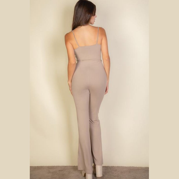 Solid Sleeveless Wide Leg Jumpsuit