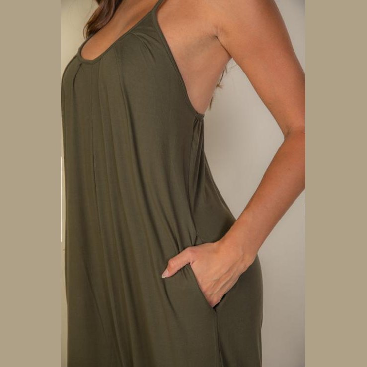 Spaghetti strap solid wide jumpsuit