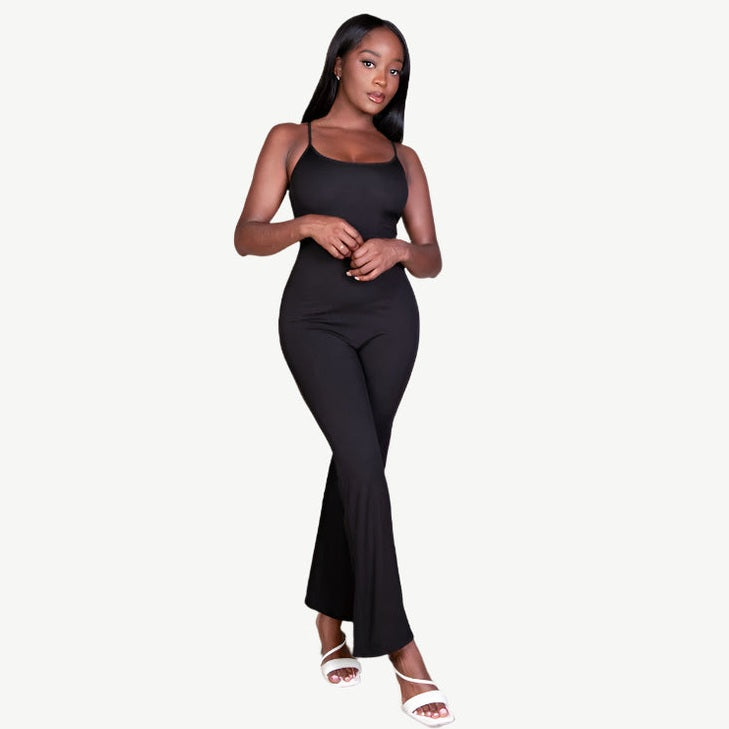 Ribbed Sleeveless Wide Leg Jumpsuit