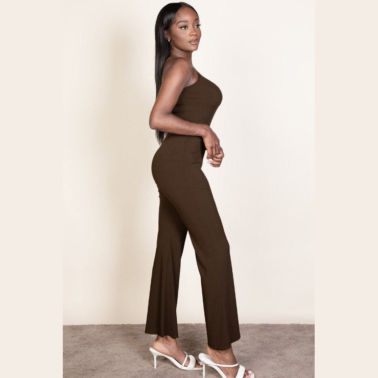 Ribbed Sleeveless Wide Leg Jumpsuit