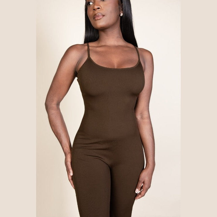 Ribbed Sleeveless Wide Leg Jumpsuit
