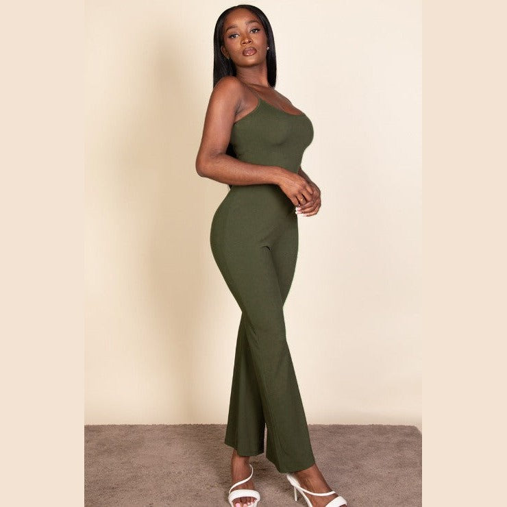 Ribbed Sleeveless Wide Leg Jumpsuit