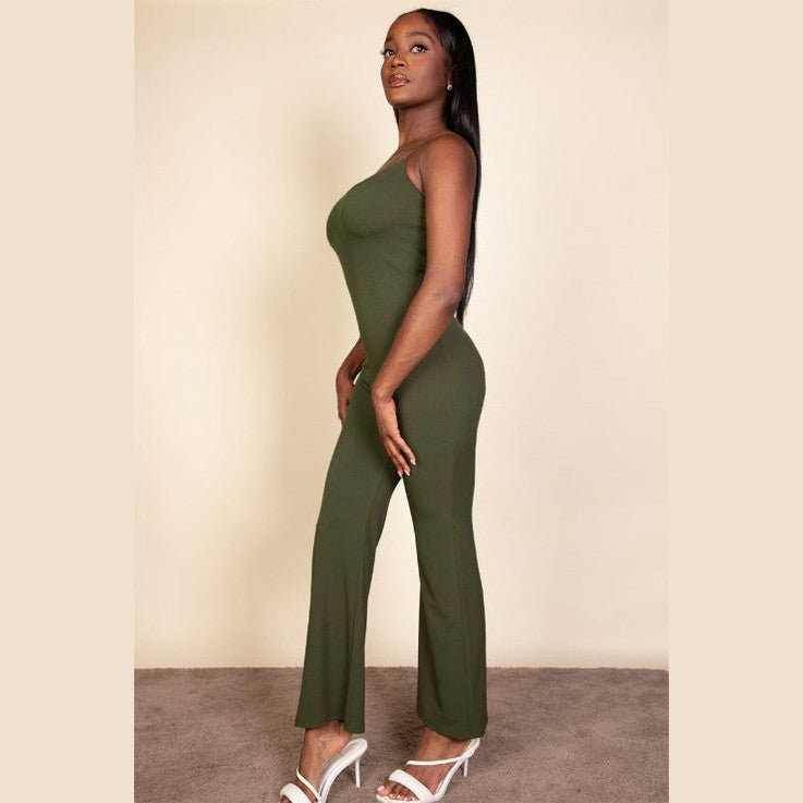 Ribbed Sleeveless Wide Leg Jumpsuit