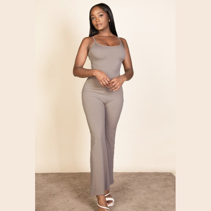 Ribbed Sleeveless Wide Leg Jumpsuit