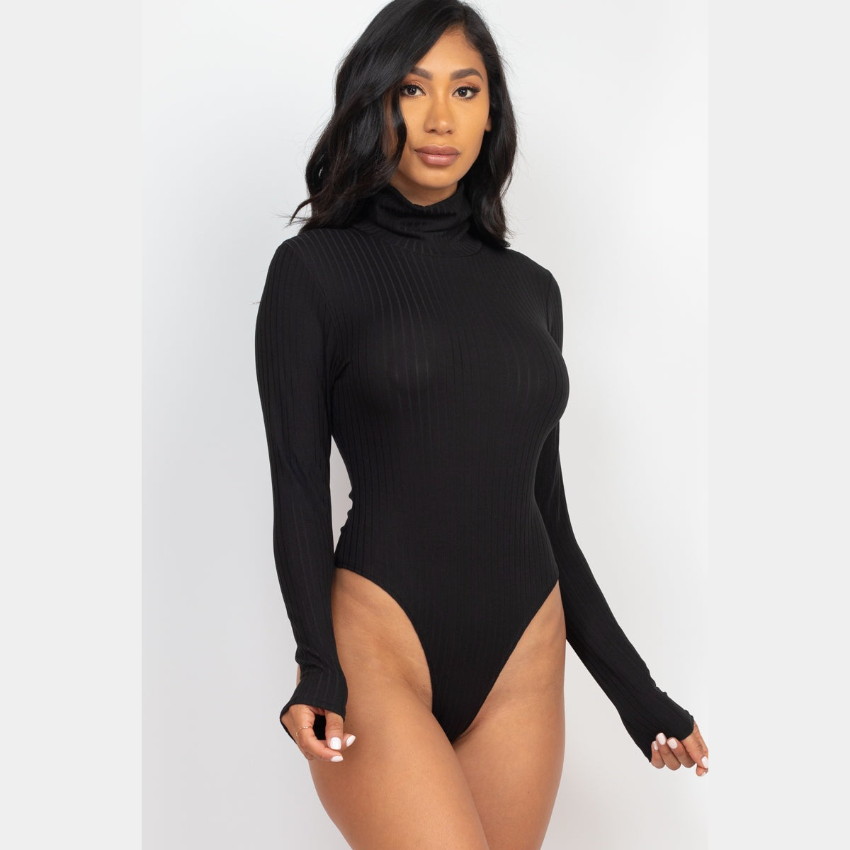 Ribbed Turtleneck Long Sleeve Bodysuit