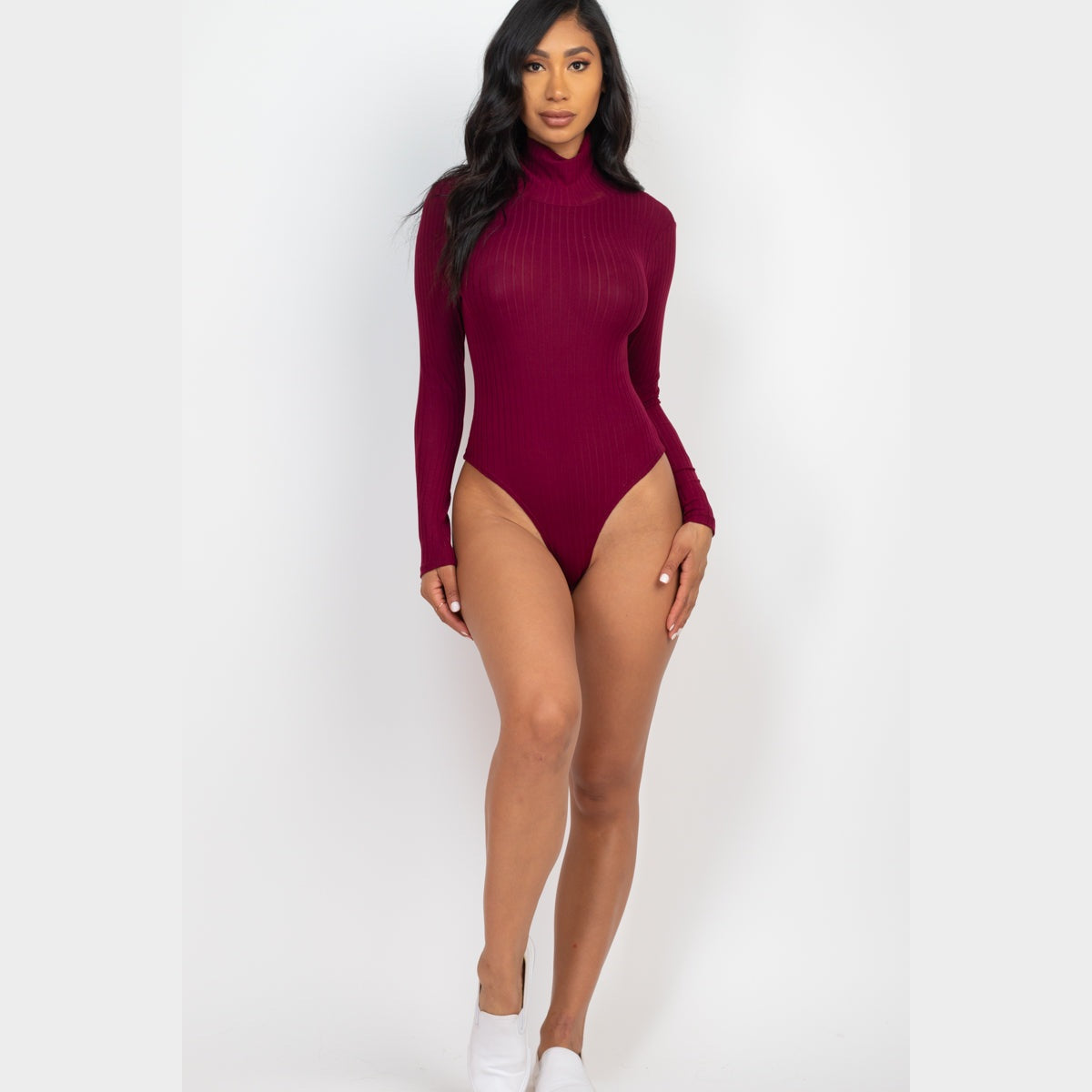 Ribbed Turtleneck Long Sleeve Bodysuit
