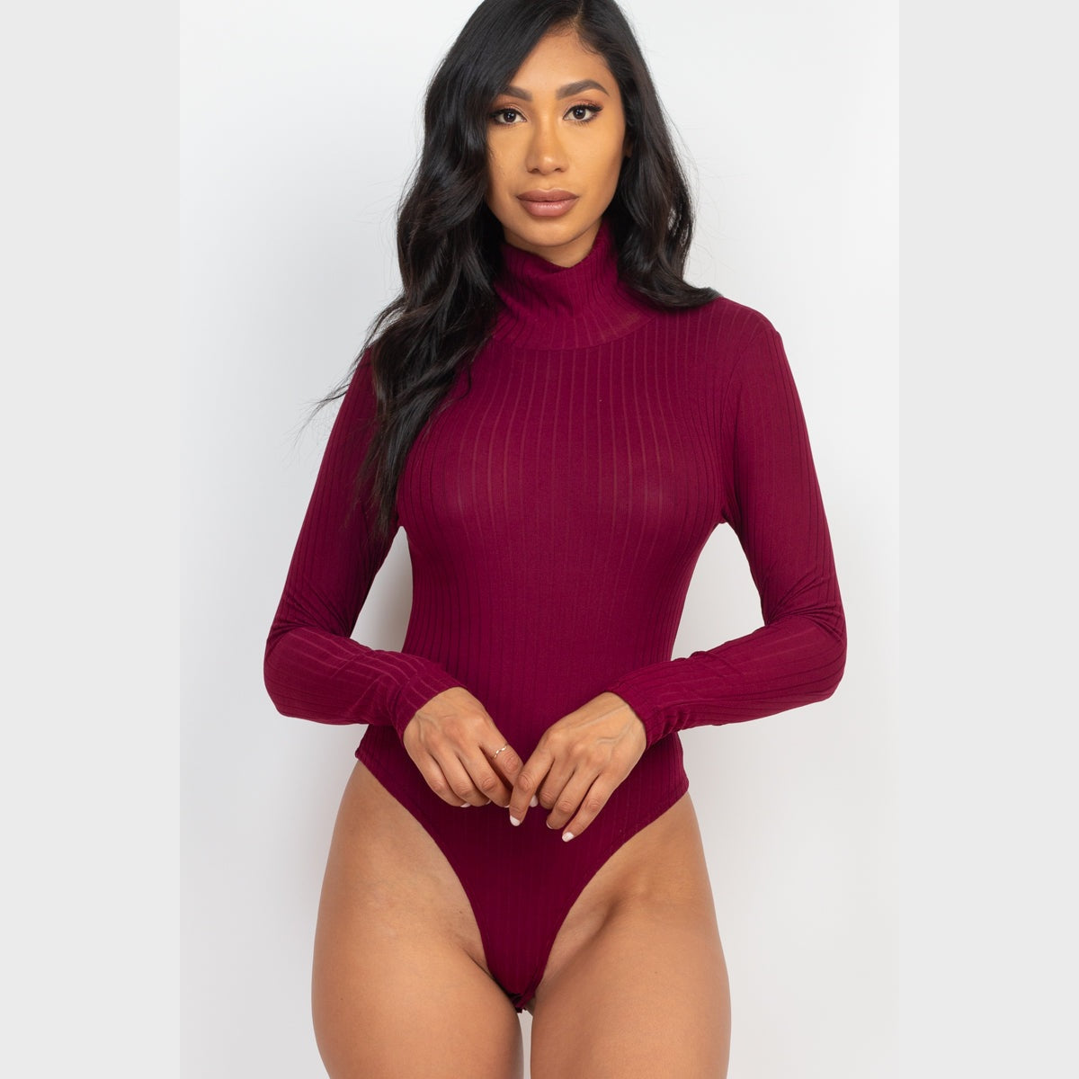 Ribbed Turtleneck Long Sleeve Bodysuit