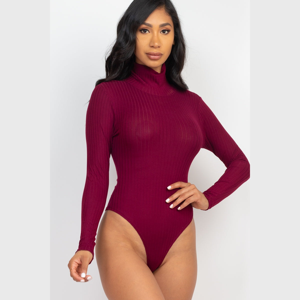 Ribbed Turtleneck Long Sleeve Bodysuit