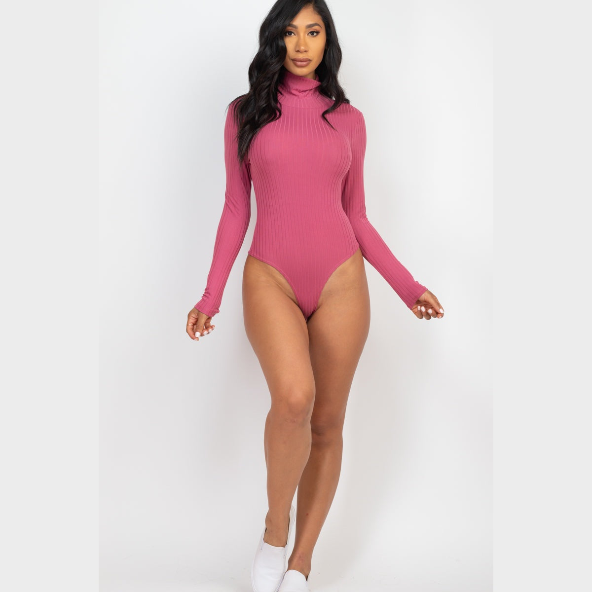 Ribbed Turtleneck Long Sleeve Bodysuit