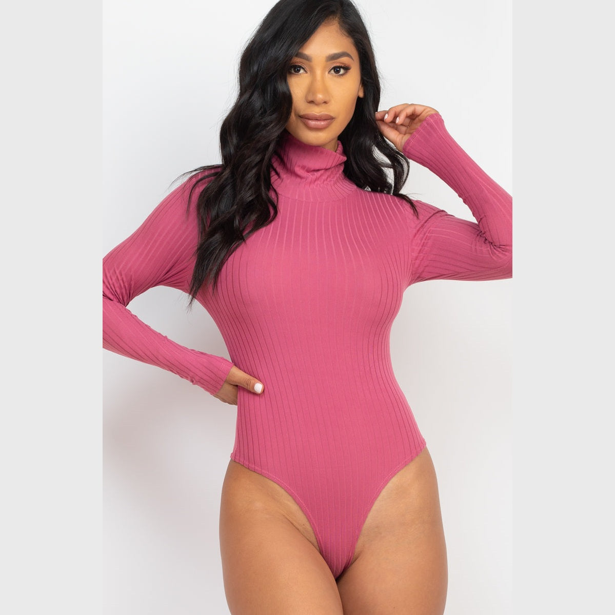 Ribbed Turtleneck Long Sleeve Bodysuit