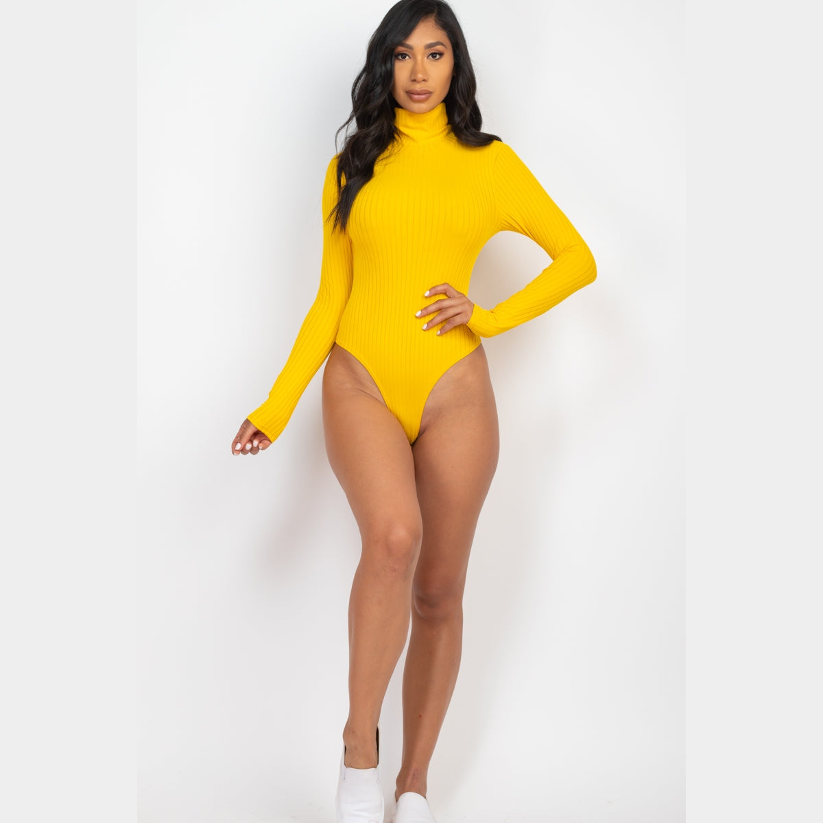Ribbed Turtleneck Long Sleeve Bodysuit