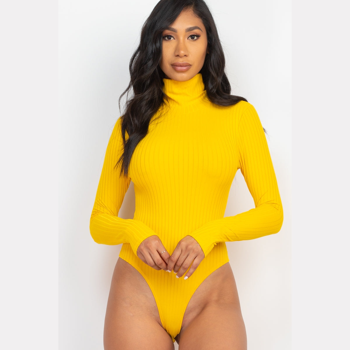 Ribbed Turtleneck Long Sleeve Bodysuit