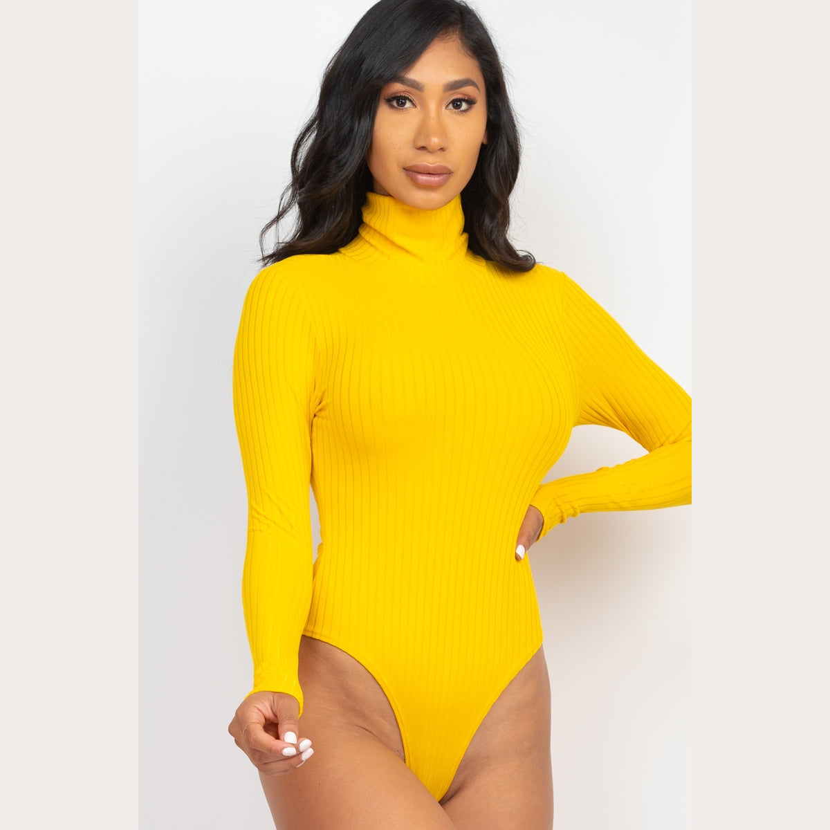 Ribbed Turtleneck Long Sleeve Bodysuit