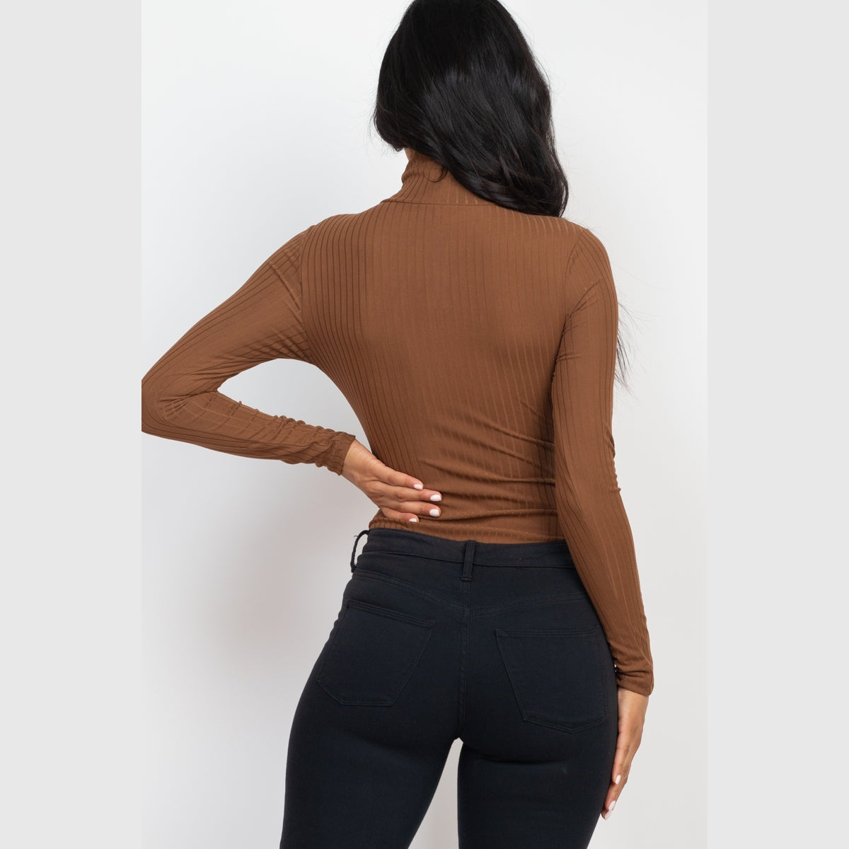 Ribbed Turtleneck Long Sleeve Bodysuit