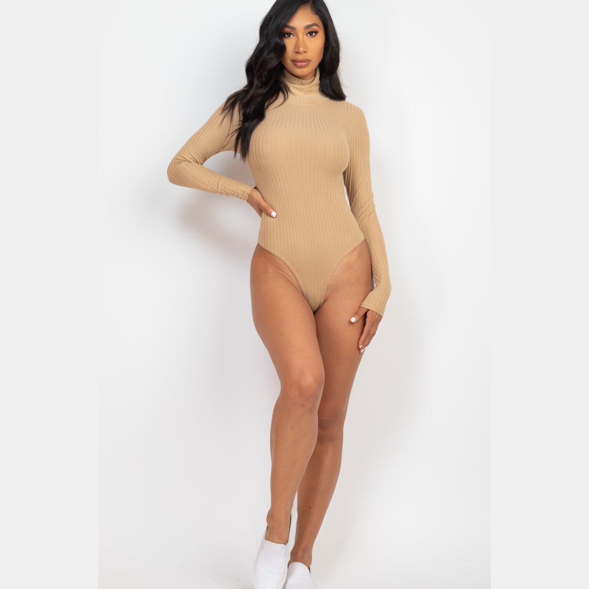 Ribbed Turtleneck Long Sleeve Bodysuit
