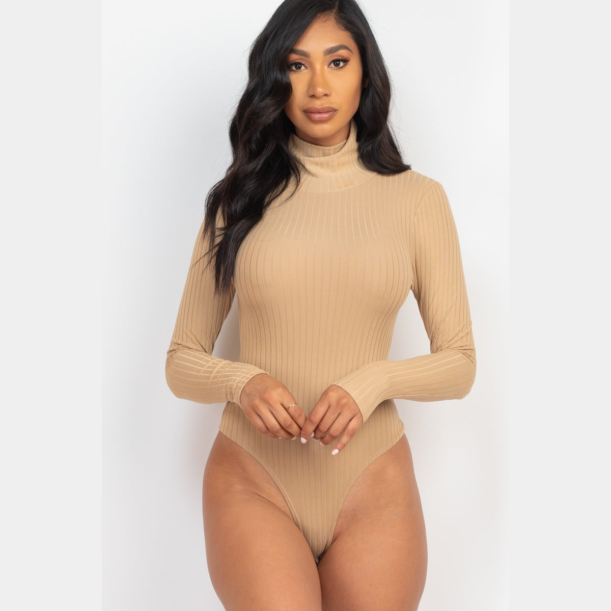 Ribbed Turtleneck Long Sleeve Bodysuit