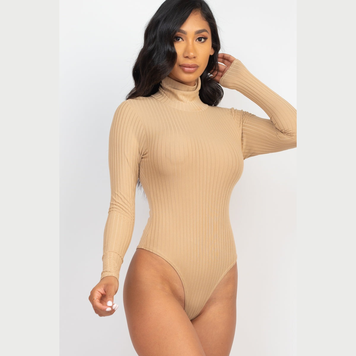 Ribbed Turtleneck Long Sleeve Bodysuit