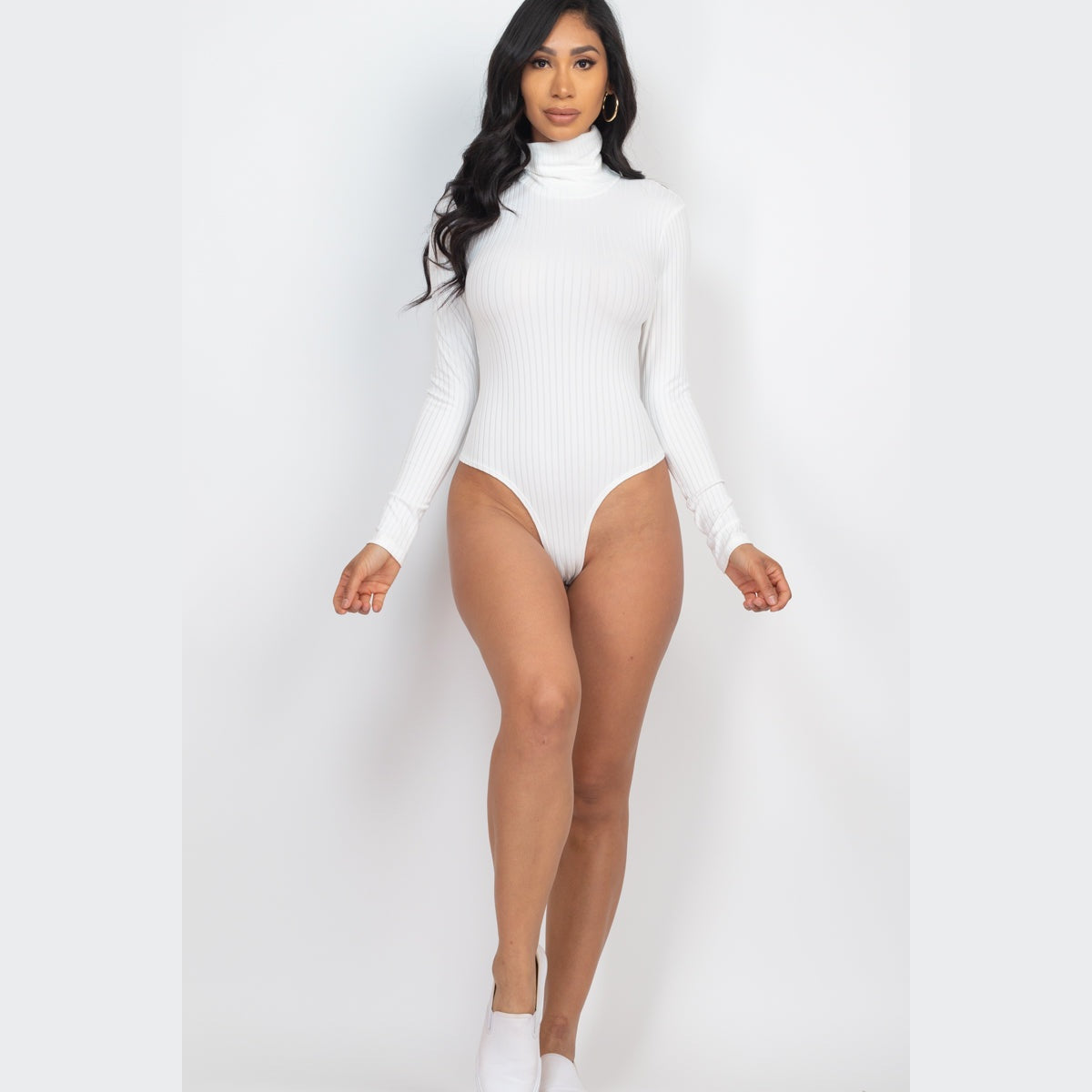 Ribbed Turtleneck Long Sleeve Bodysuit