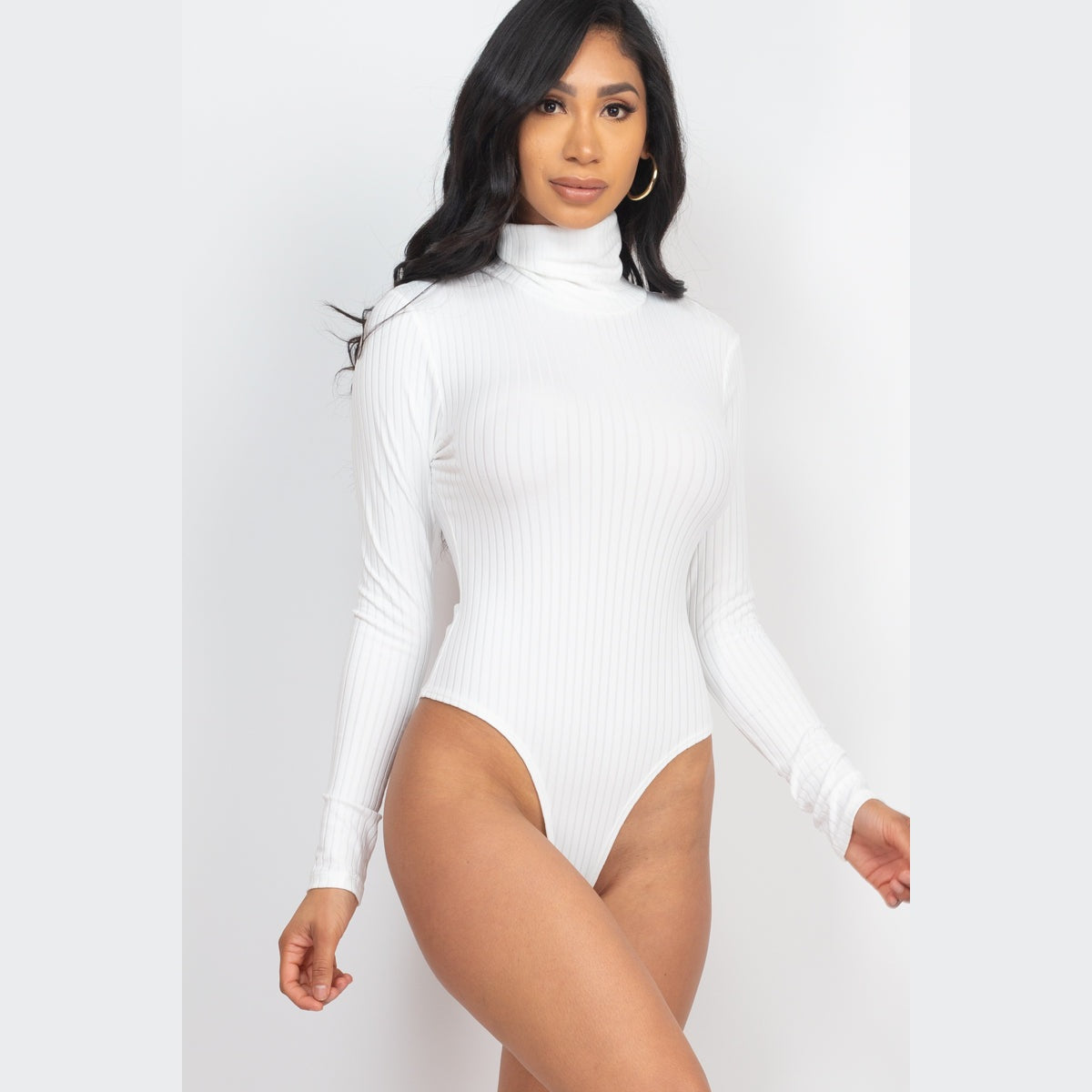 Ribbed Turtleneck Long Sleeve Bodysuit