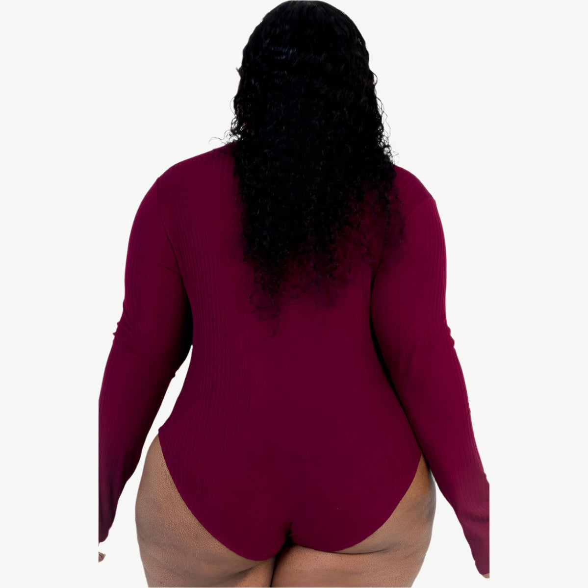 Plus Size Ribbed Turtleneck Long Sleeve Bodysuit