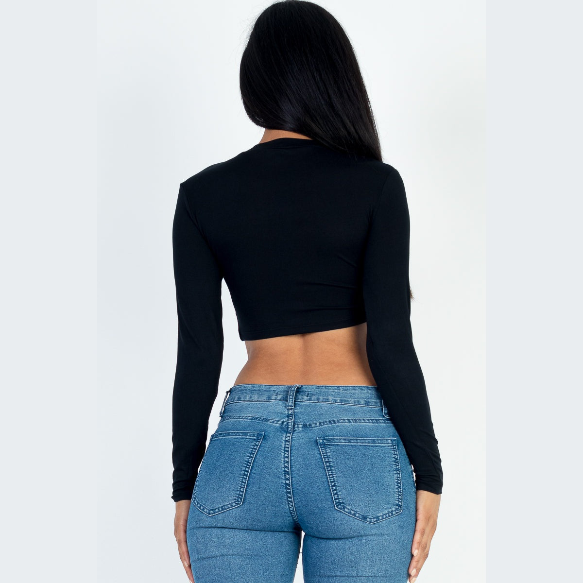 Crew Neck Long Sleeve Cropped Top